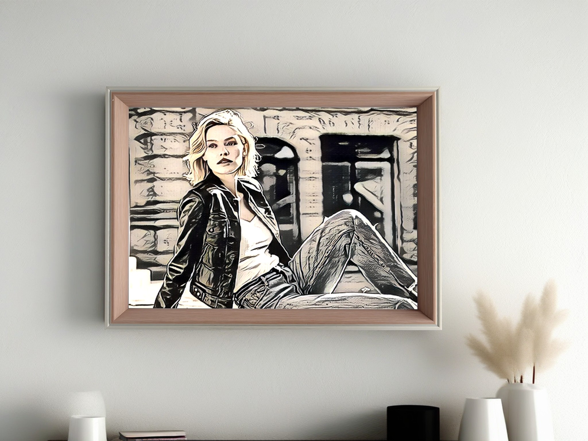 A4 horizontal white&pink frame I Art & Personalized