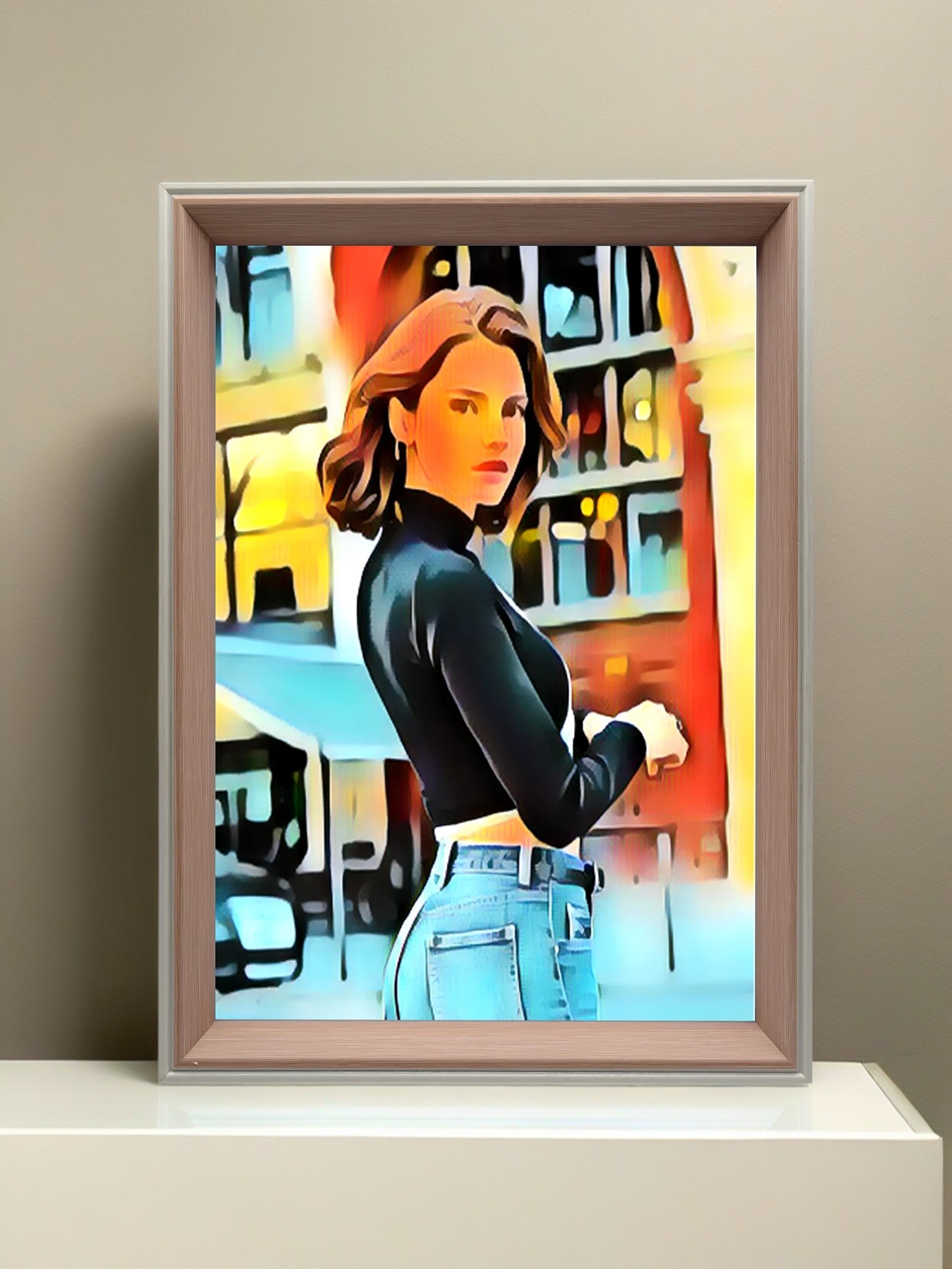 A4 vertical white&pink frame I Art & Personalized